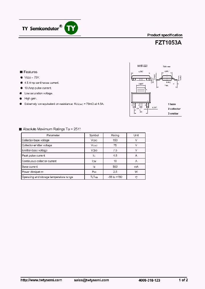 FZT1053A_7465122.PDF Datasheet