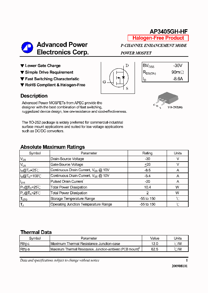 AP3405GH-HF_7465404.PDF Datasheet