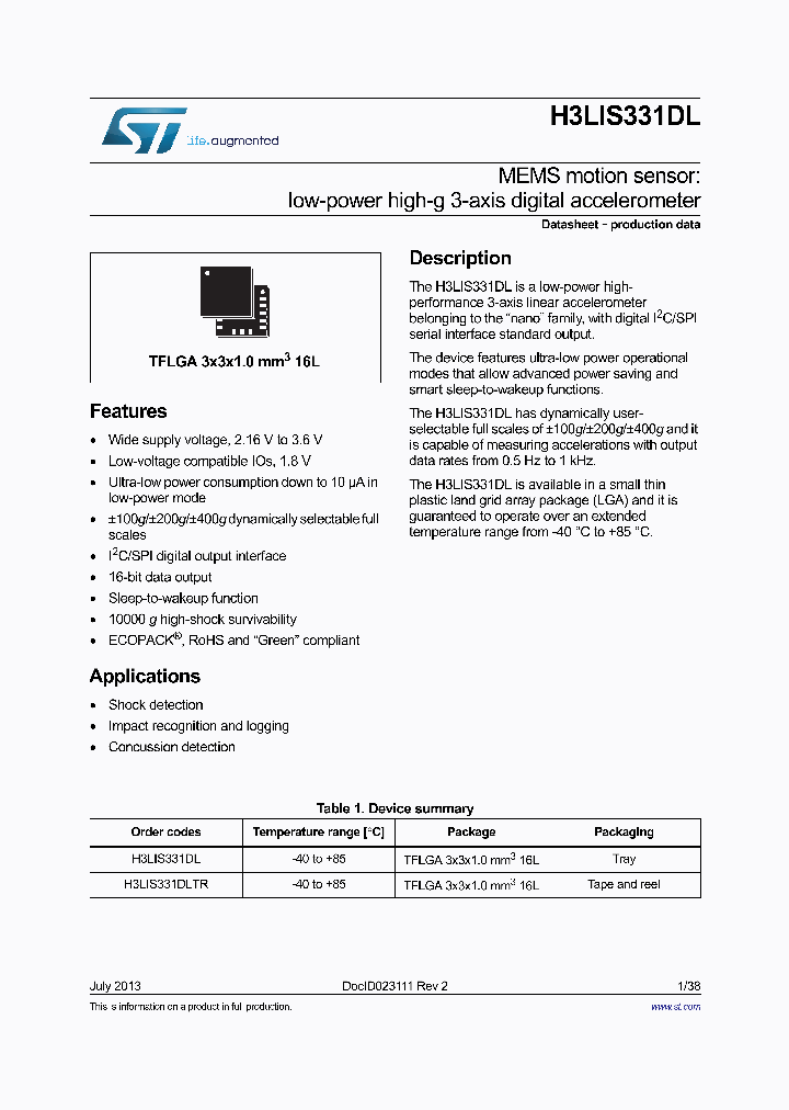 H3LIS331DL_7465711.PDF Datasheet