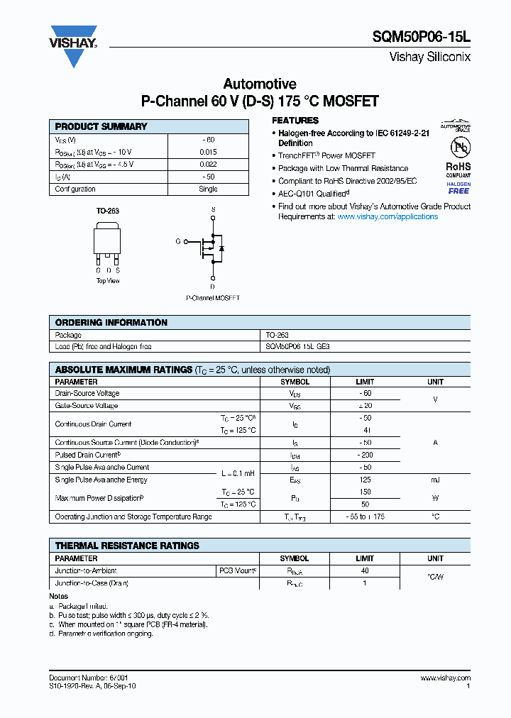 SQM50P06-15L-GE3_7476751.PDF Datasheet