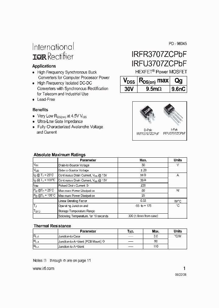 IRFR3707ZCTRPBF_7490231.PDF Datasheet