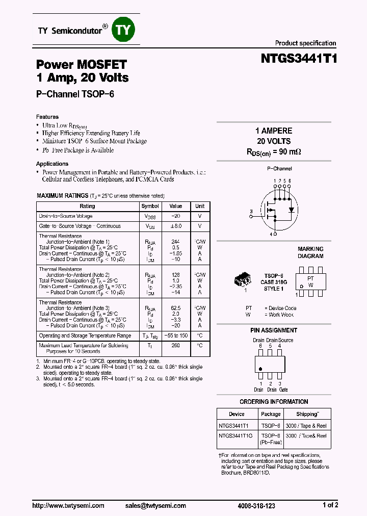 NTGS3441T1_7512312.PDF Datasheet