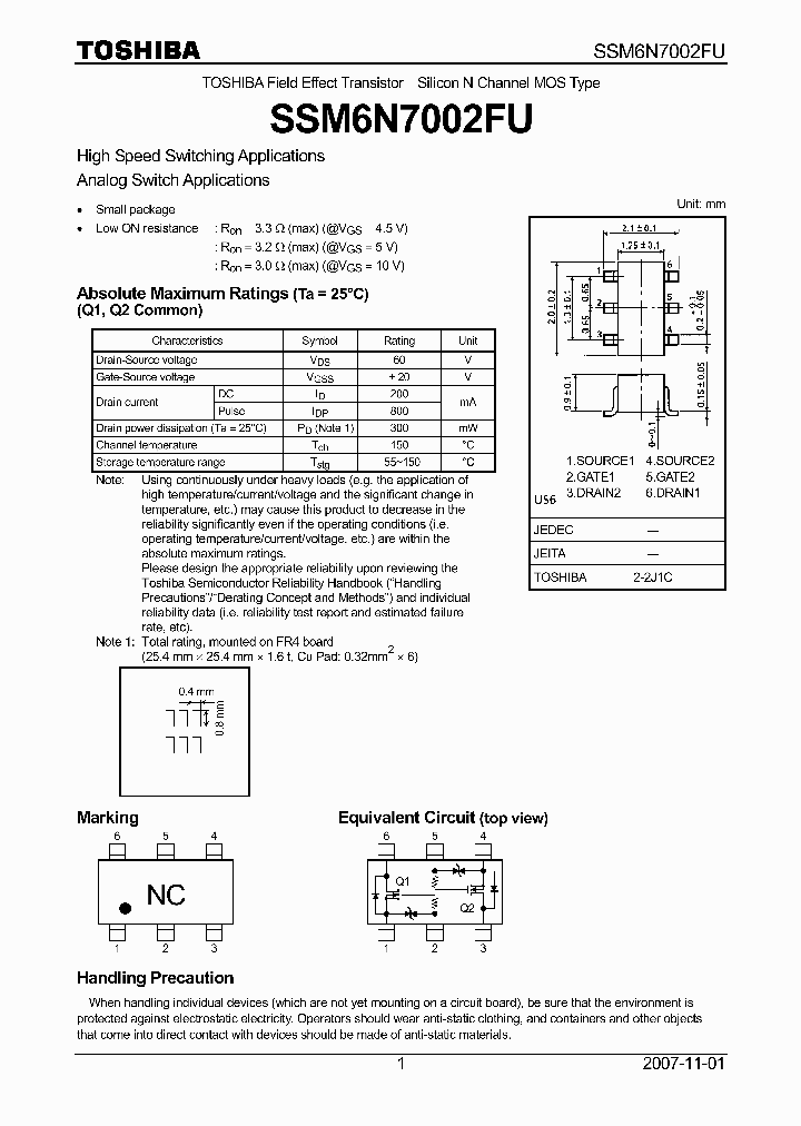 SSM6N7002FUTE85LF_7534013.PDF Datasheet