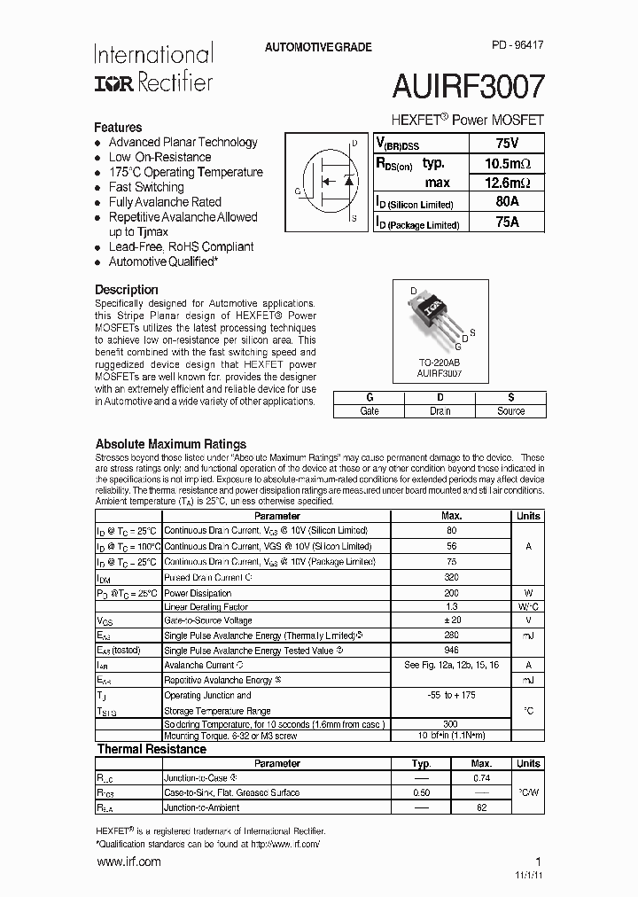 AUIRF3007_7534305.PDF Datasheet