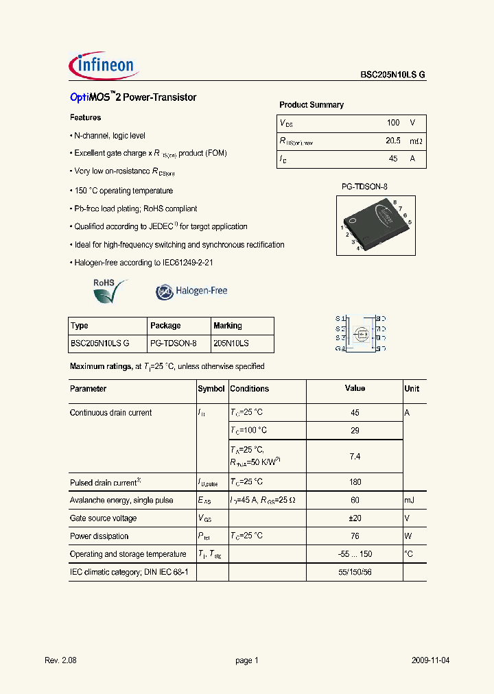 BSC205N10LSG_7545807.PDF Datasheet