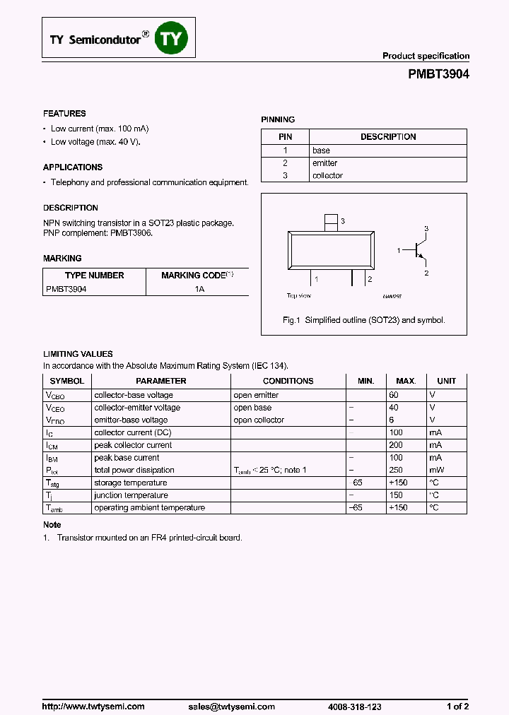 PMBT3904_7546223.PDF Datasheet