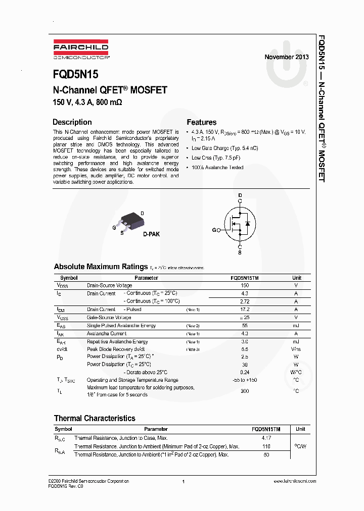 FQD5N15_7602999.PDF Datasheet