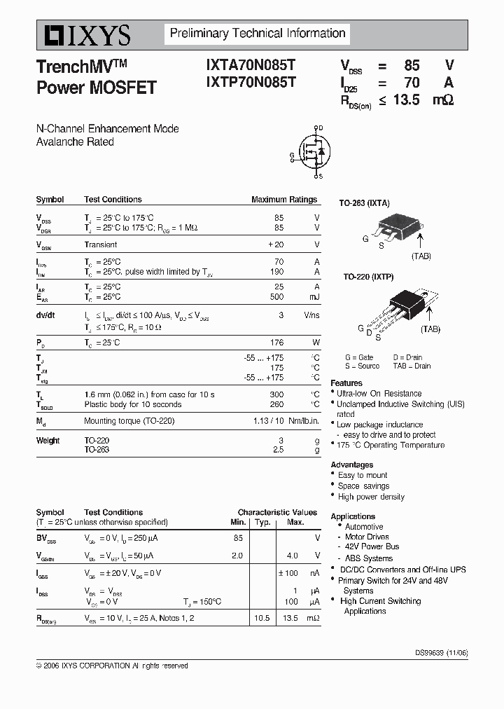 IXTA70N085T_7615157.PDF Datasheet