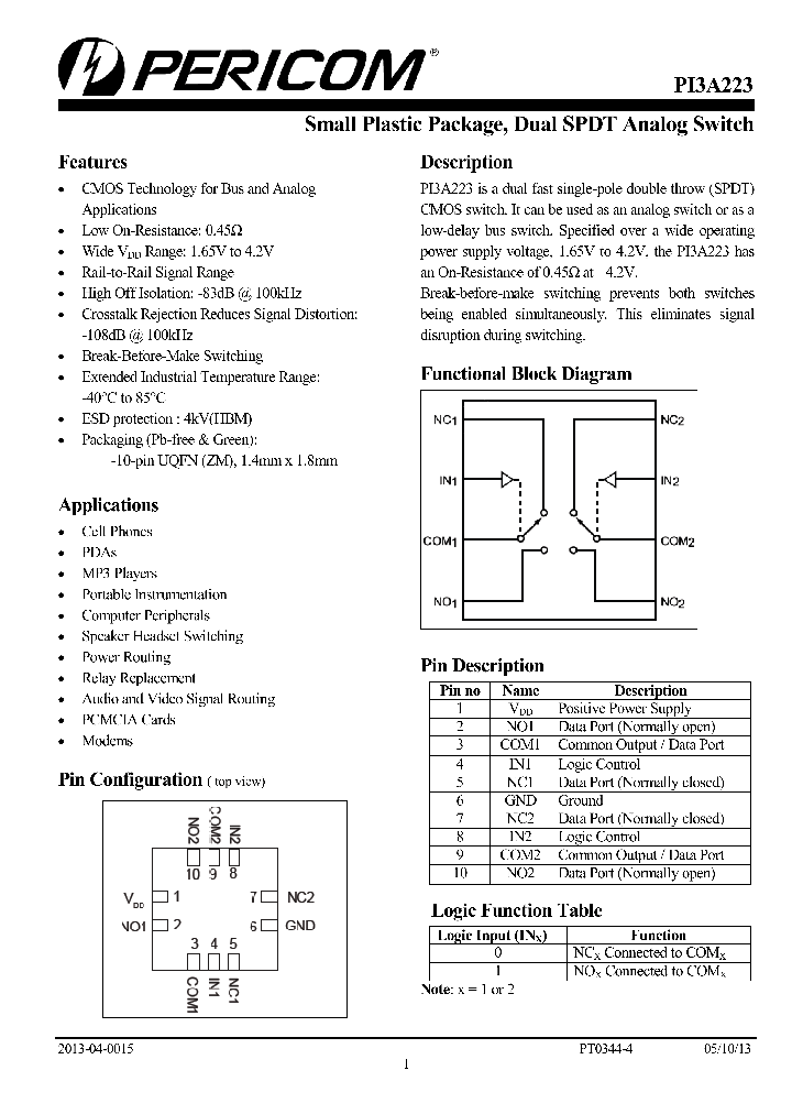 PI3A223ZME_7666027.PDF Datasheet