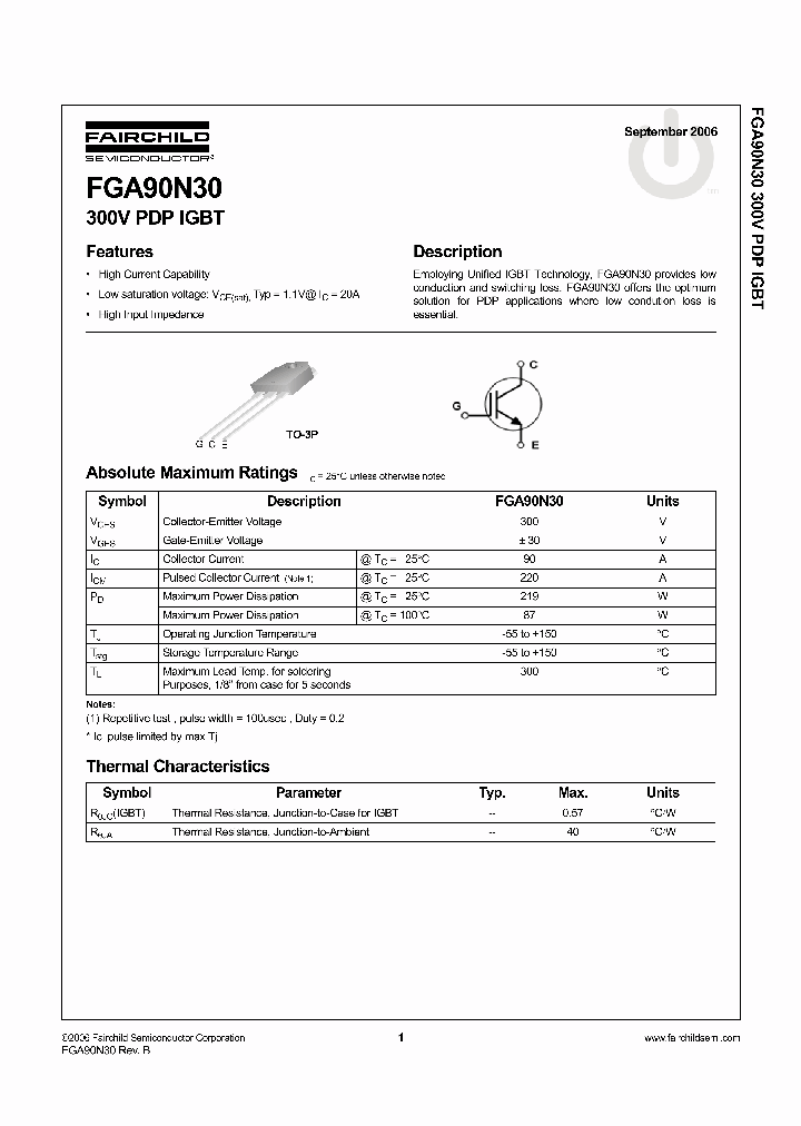 FGA90N30_7668532.PDF Datasheet