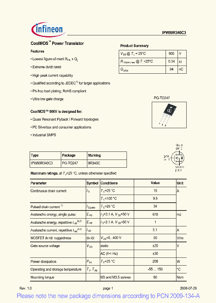 IPW90R340C3_7677457.PDF Datasheet