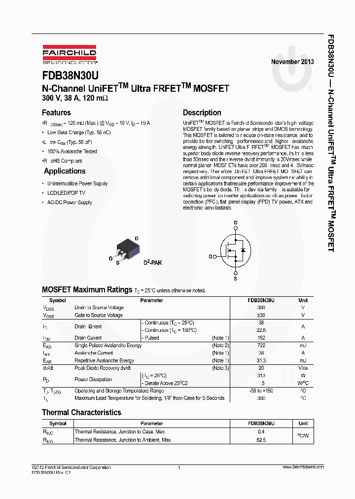 FDB38N30U_7679567.PDF Datasheet