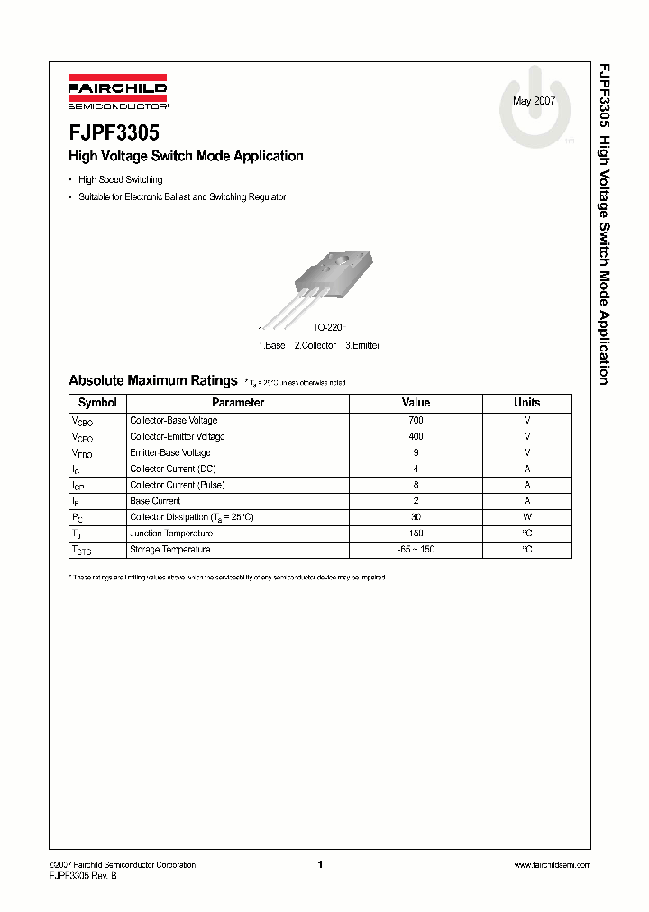 FJPF3305H1TU_7688382.PDF Datasheet