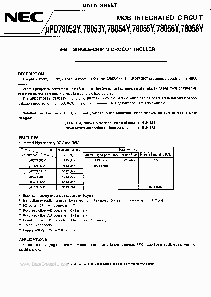 UPD78053Y_7689826.PDF Datasheet