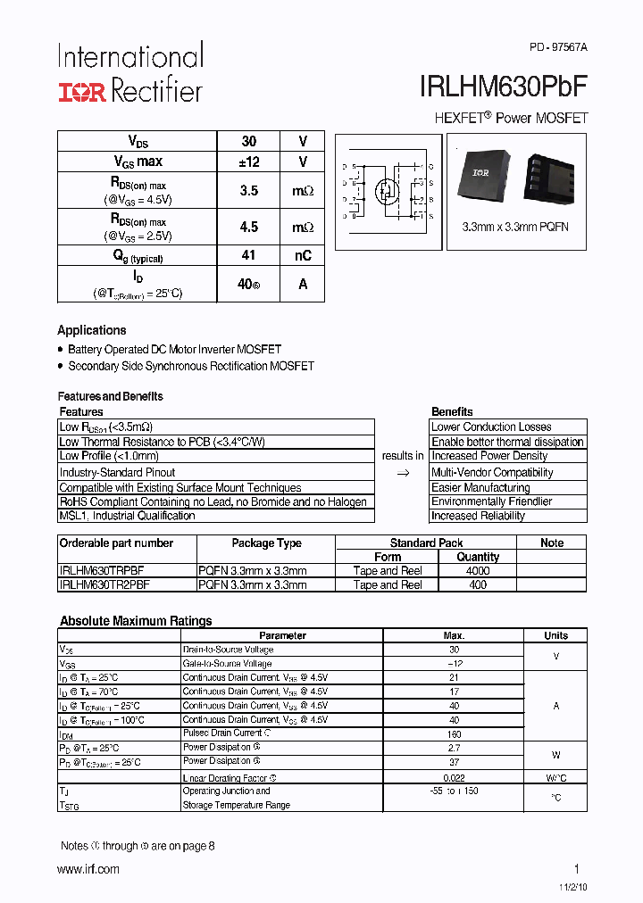 IRLHM630PBF_7710122.PDF Datasheet