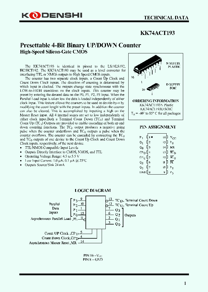 KK74ACT193_7753575.PDF Datasheet