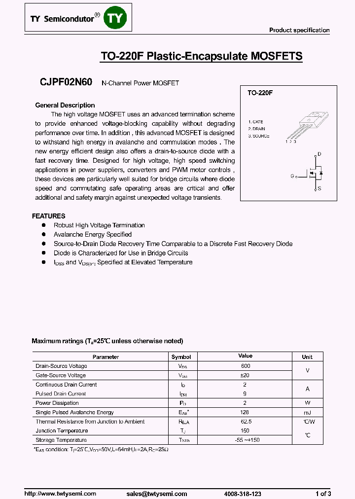 CJPF02N60_7778417.PDF Datasheet