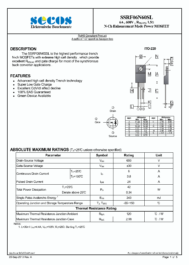 SSRF06N60SL_7782799.PDF Datasheet