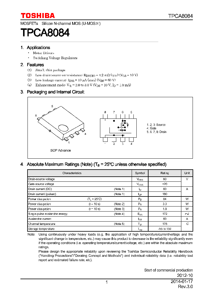 TPCA8084_7796629.PDF Datasheet