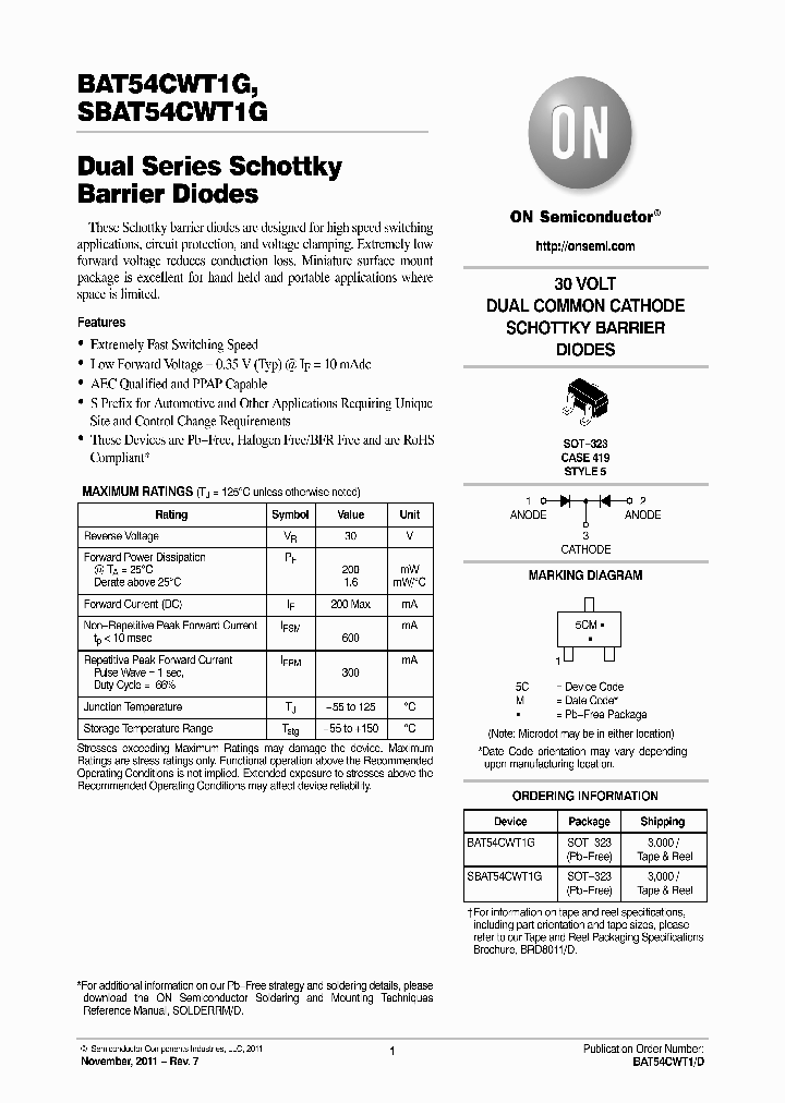 SBAT54CWT1G_7795307.PDF Datasheet