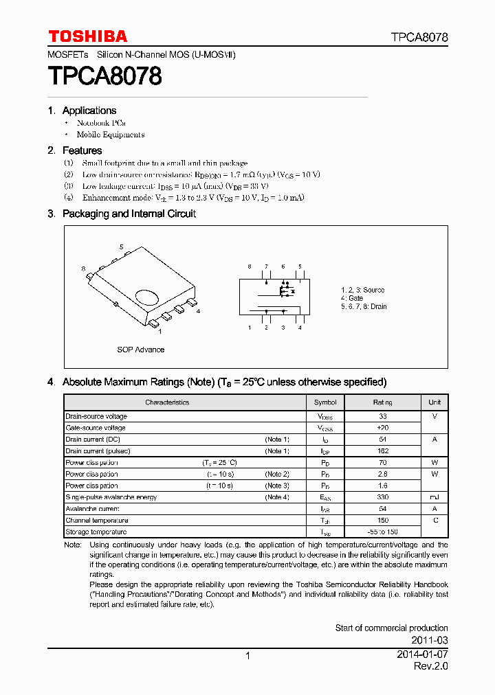 TPCA8078_7819162.PDF Datasheet