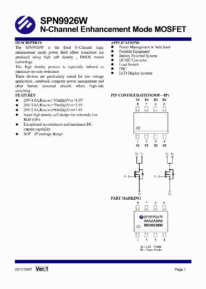 SPN9926WS8RGB_7786935.PDF Datasheet