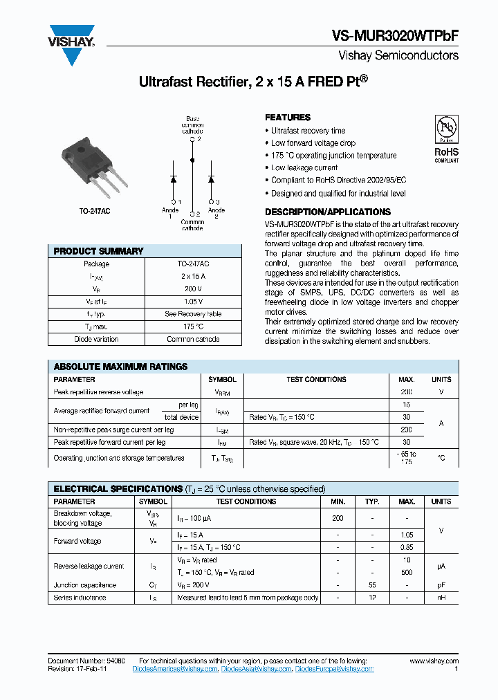 VS-MUR3020WTPBF_7767312.PDF Datasheet