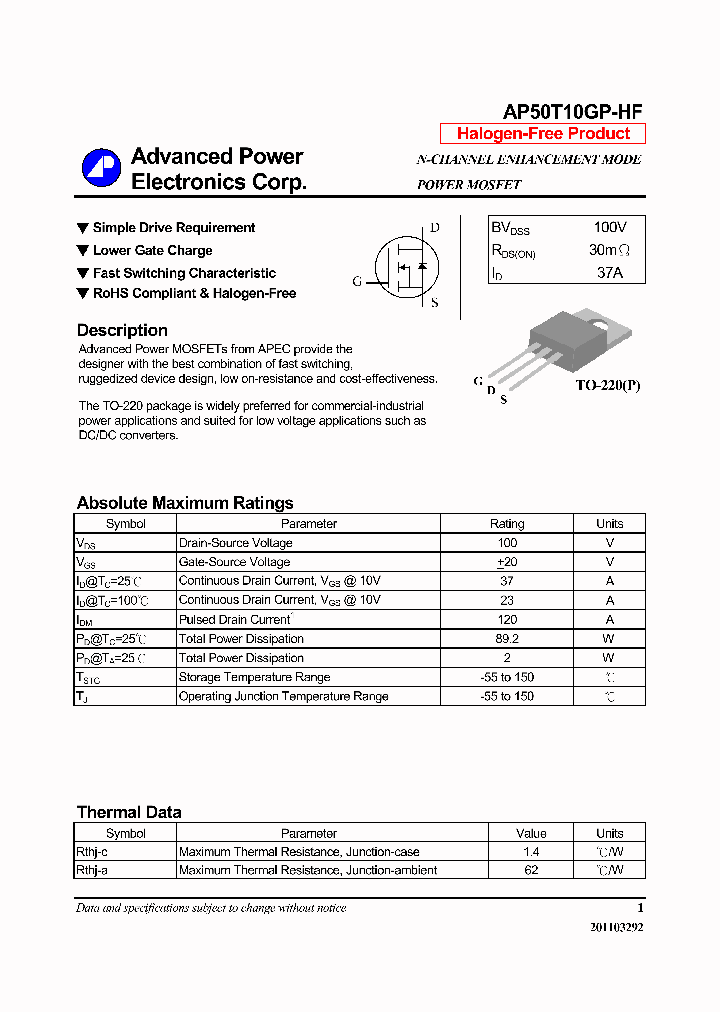 AP50T10GP-HF14_7828590.PDF Datasheet