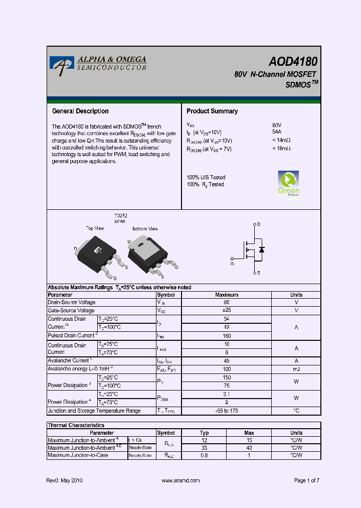 AOD4180_7850060.PDF Datasheet