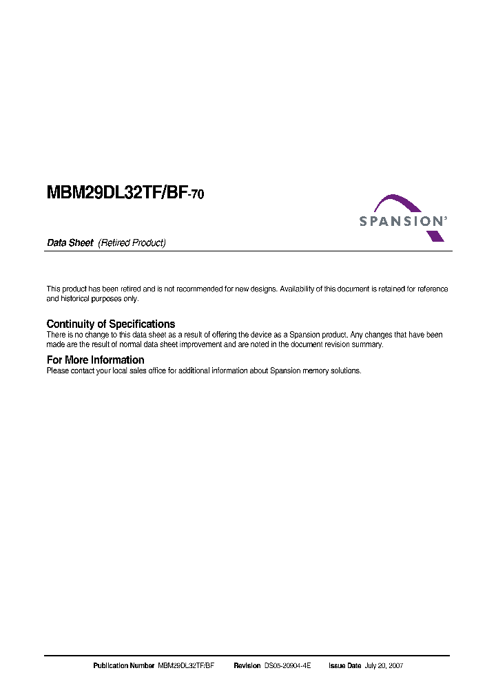 MBM29DL32BF70PBT-E1_7850412.PDF Datasheet