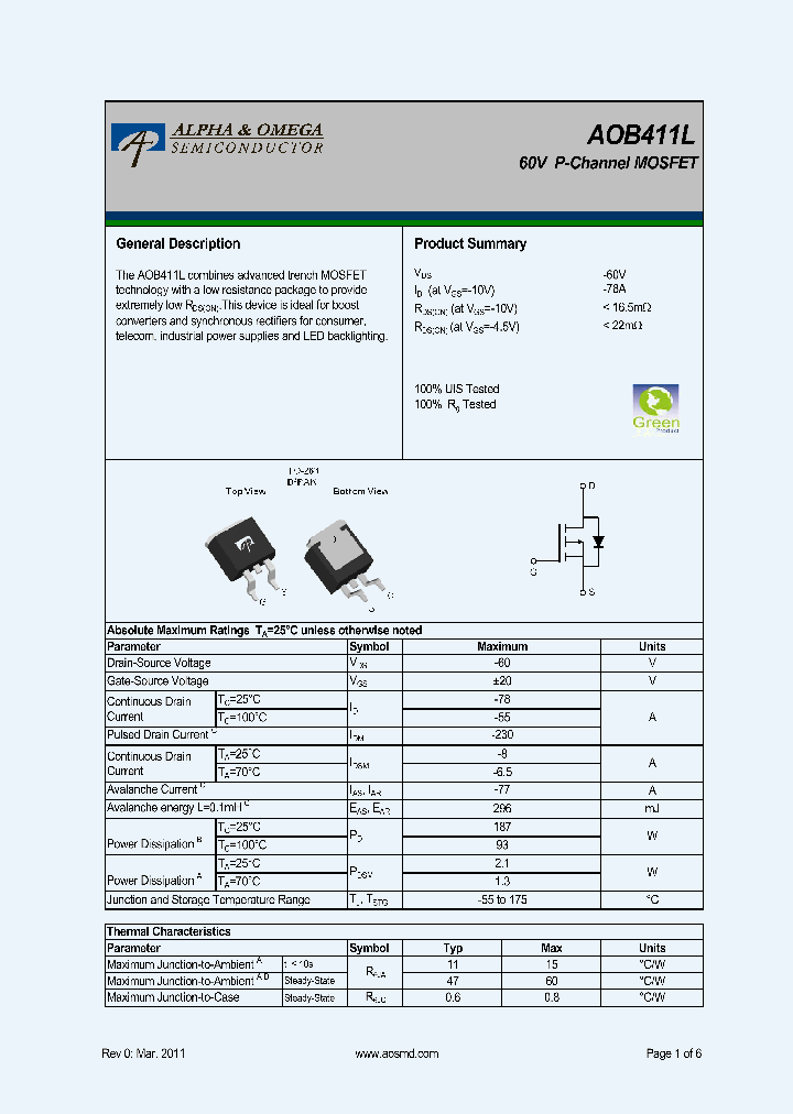 AOB411L_7883308.PDF Datasheet