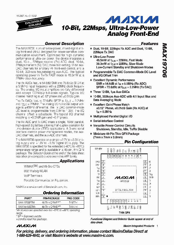 MAX19706ETM_7781883.PDF Datasheet