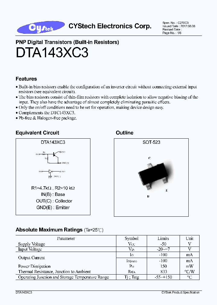 DTA143XC3_7894428.PDF Datasheet