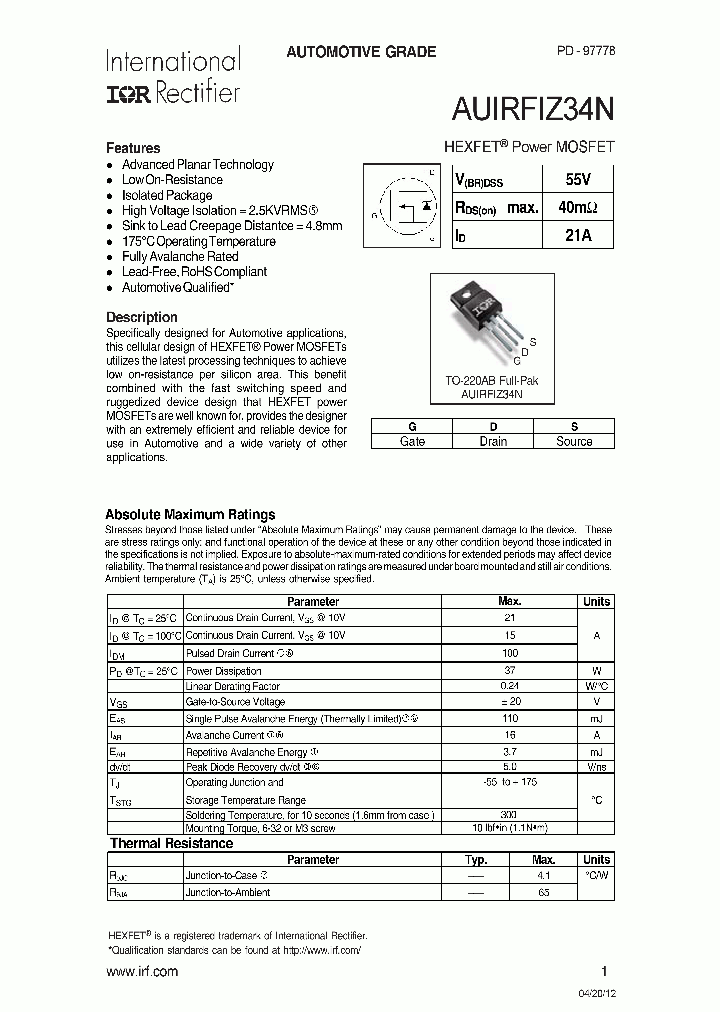 AUIRFIZ34N_7900208.PDF Datasheet