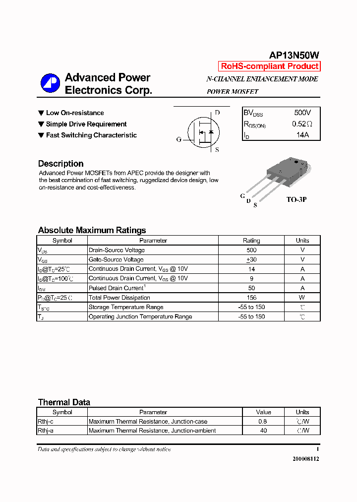 AP13N50W_7908787.PDF Datasheet