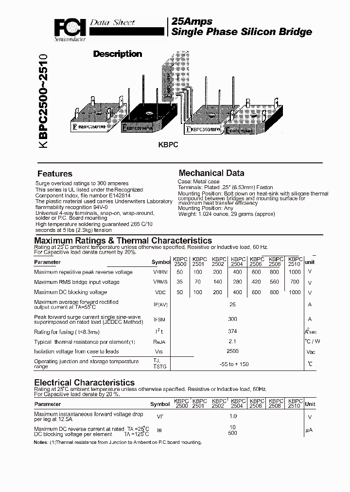 KBPC2500_7930600.PDF Datasheet