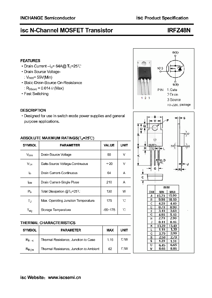 IRFZ48N_7932536.PDF Datasheet