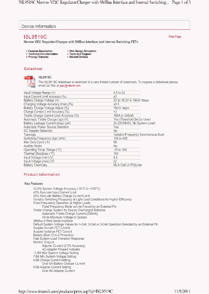 ISL9519CHRZ_7998414.PDF Datasheet