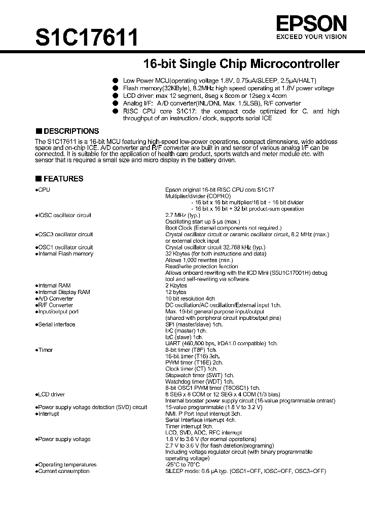 S1C17611_8000951.PDF Datasheet