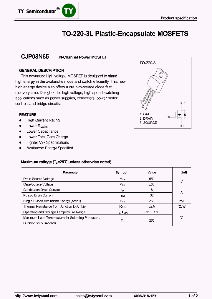 CJP08N65_8035018.PDF Datasheet