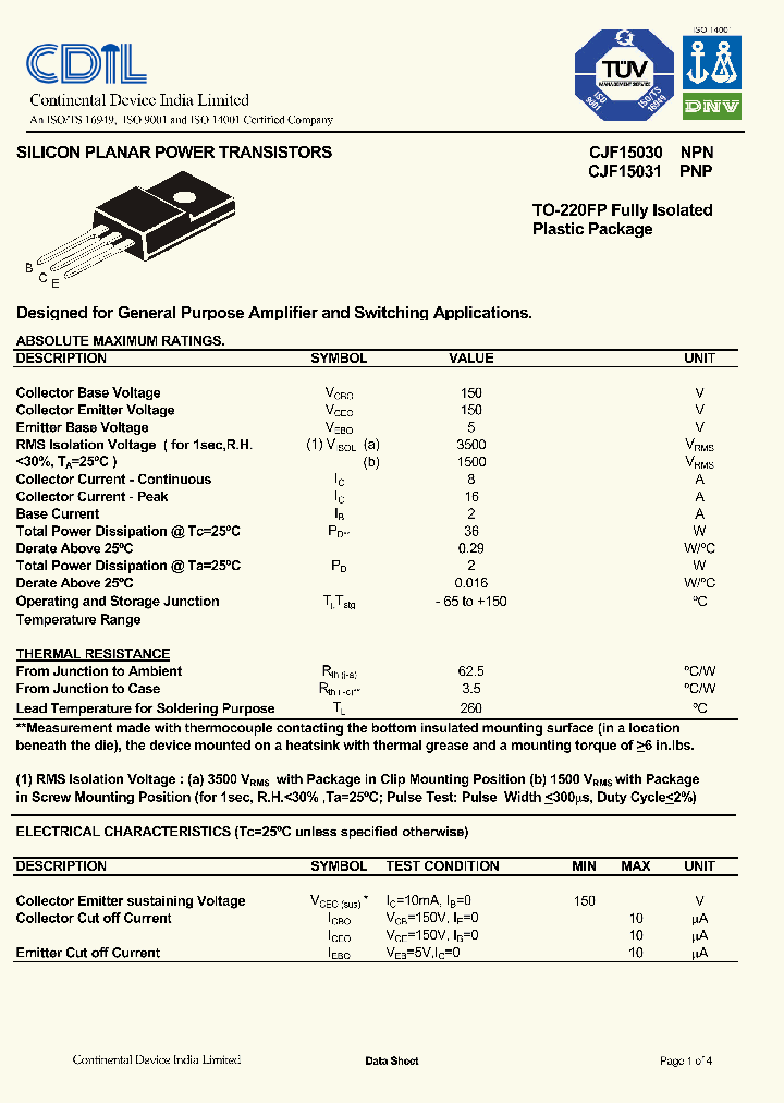 CJF15030NPN_8069147.PDF Datasheet