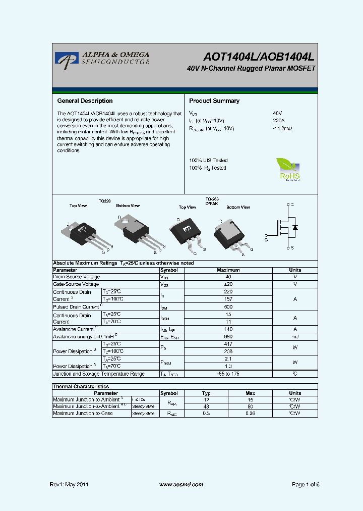 AOB1404L_8077148.PDF Datasheet