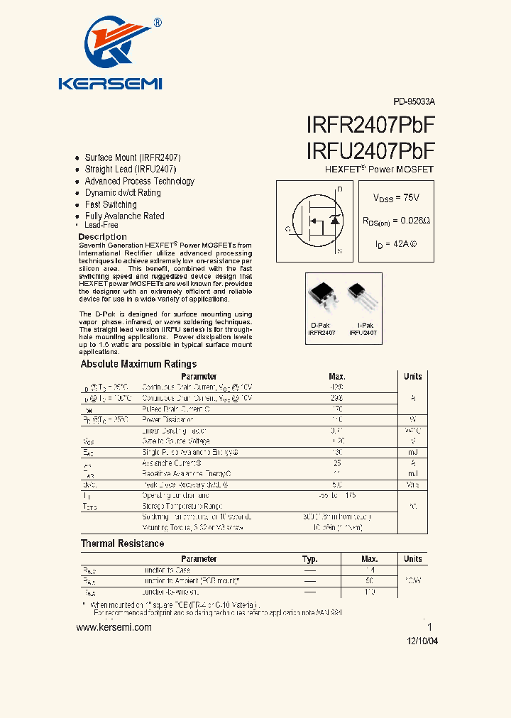 IRFU2407PBF_8096155.PDF Datasheet