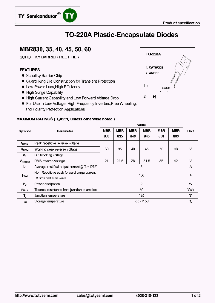 MBR850_8113235.PDF Datasheet