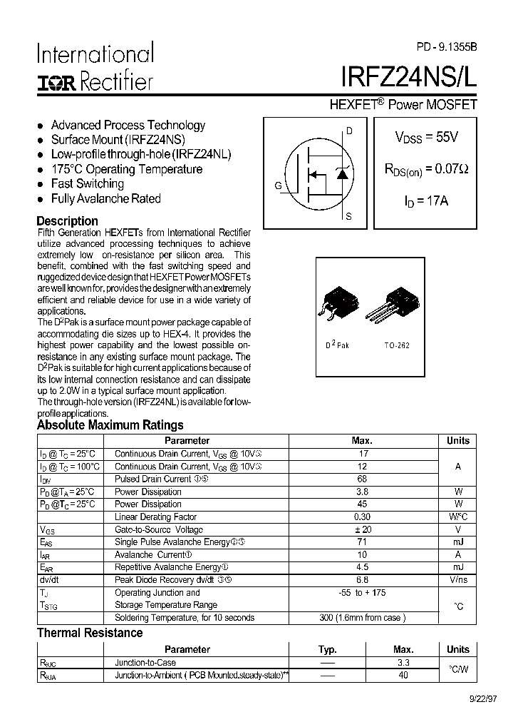 IRFZ24NSTRL_8133650.PDF Datasheet