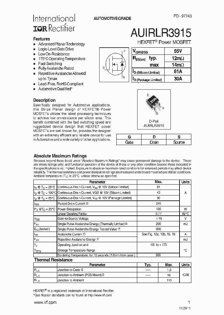 AUIRLR3915TR_8135442.PDF Datasheet