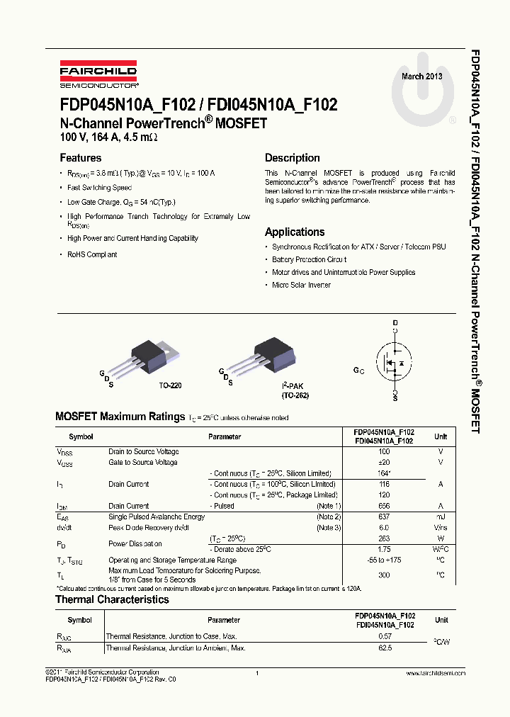 FDI045N10A_8149442.PDF Datasheet