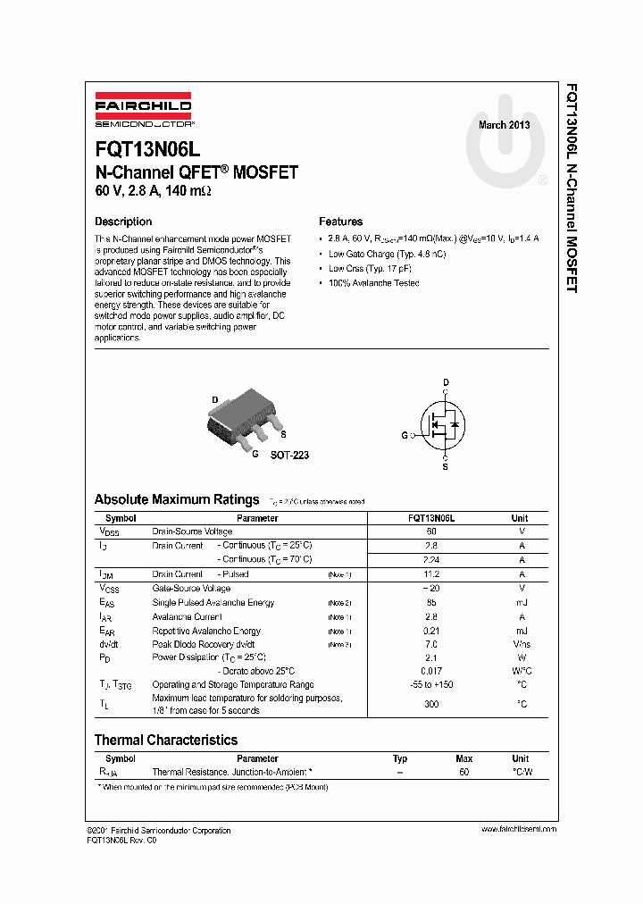 FQT13N06LTF_8152412.PDF Datasheet