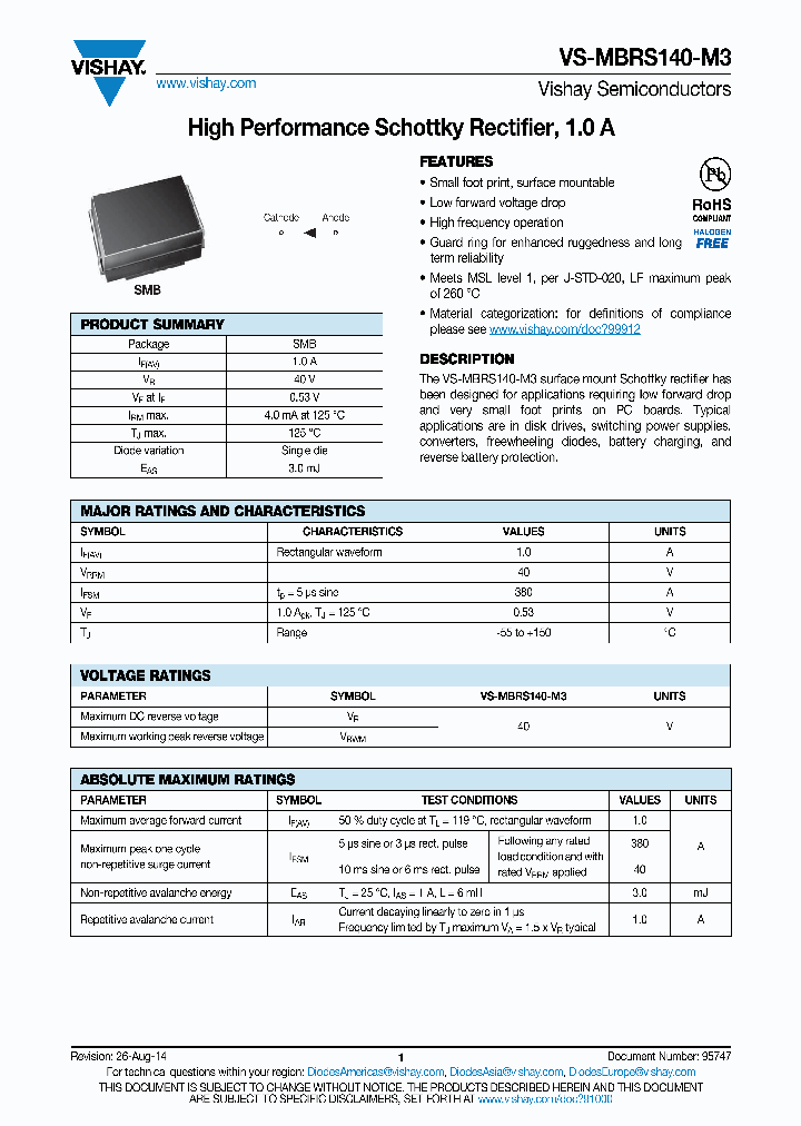 VSMBRS140-M3_8156694.PDF Datasheet