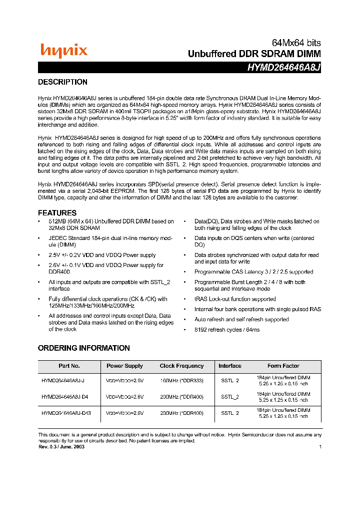 HYMD264646A8J_8164229.PDF Datasheet